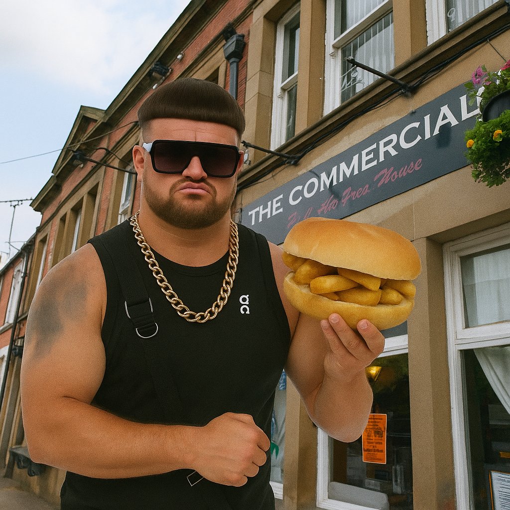 It's apparently going to be hotter than #Ibiza here this week, maybe that's why we've had a visit from #ibizafinalboss he definitely loves our #ChipButties! 😂
Anyway this #Wednesdays #ChipButty #Special is Fried Korean Chicken! 
All other Topping available #chapbutty