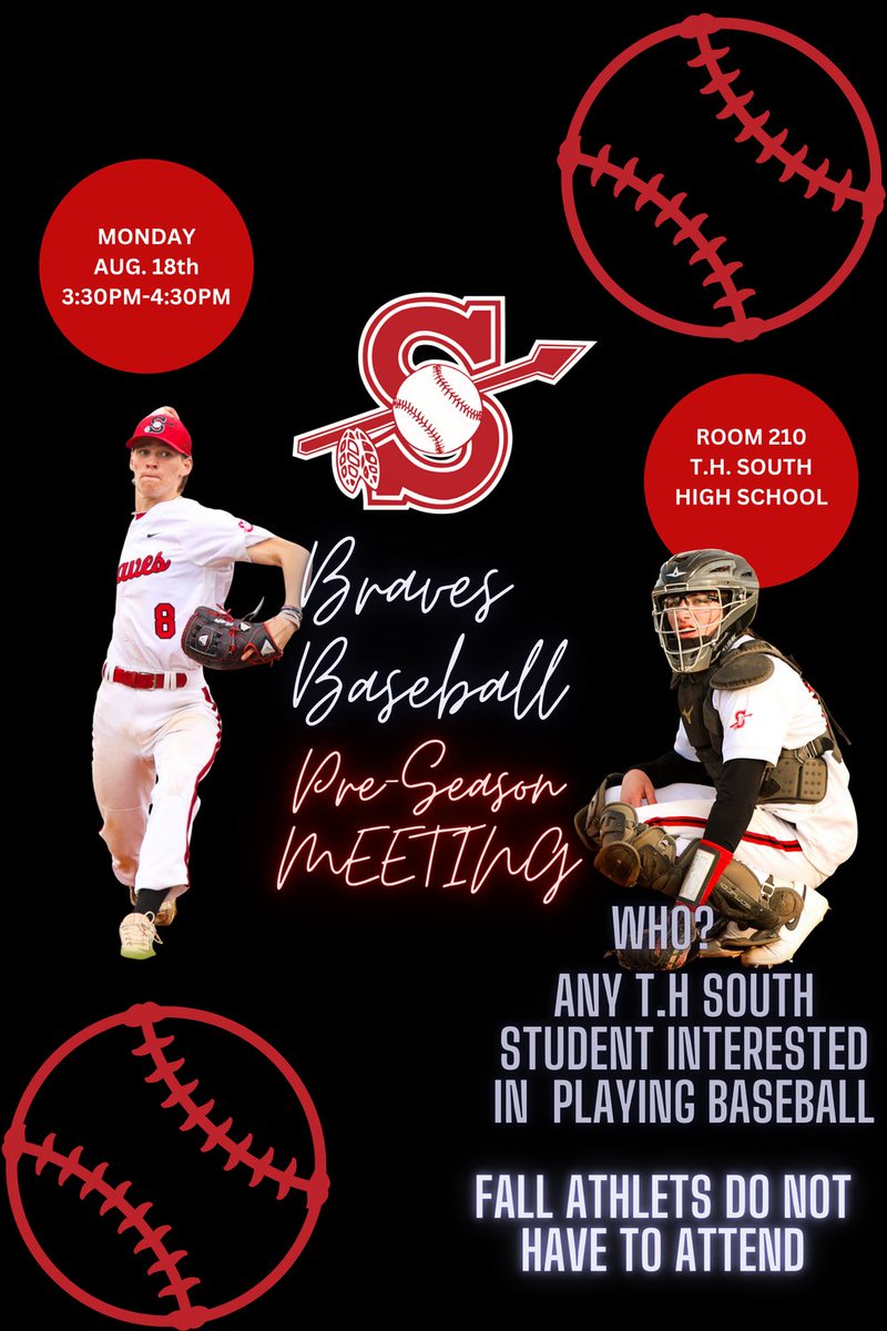 There will be a pre season call out meeting next Monday August 18th for anyone interested in playing baseball this upcoming season.