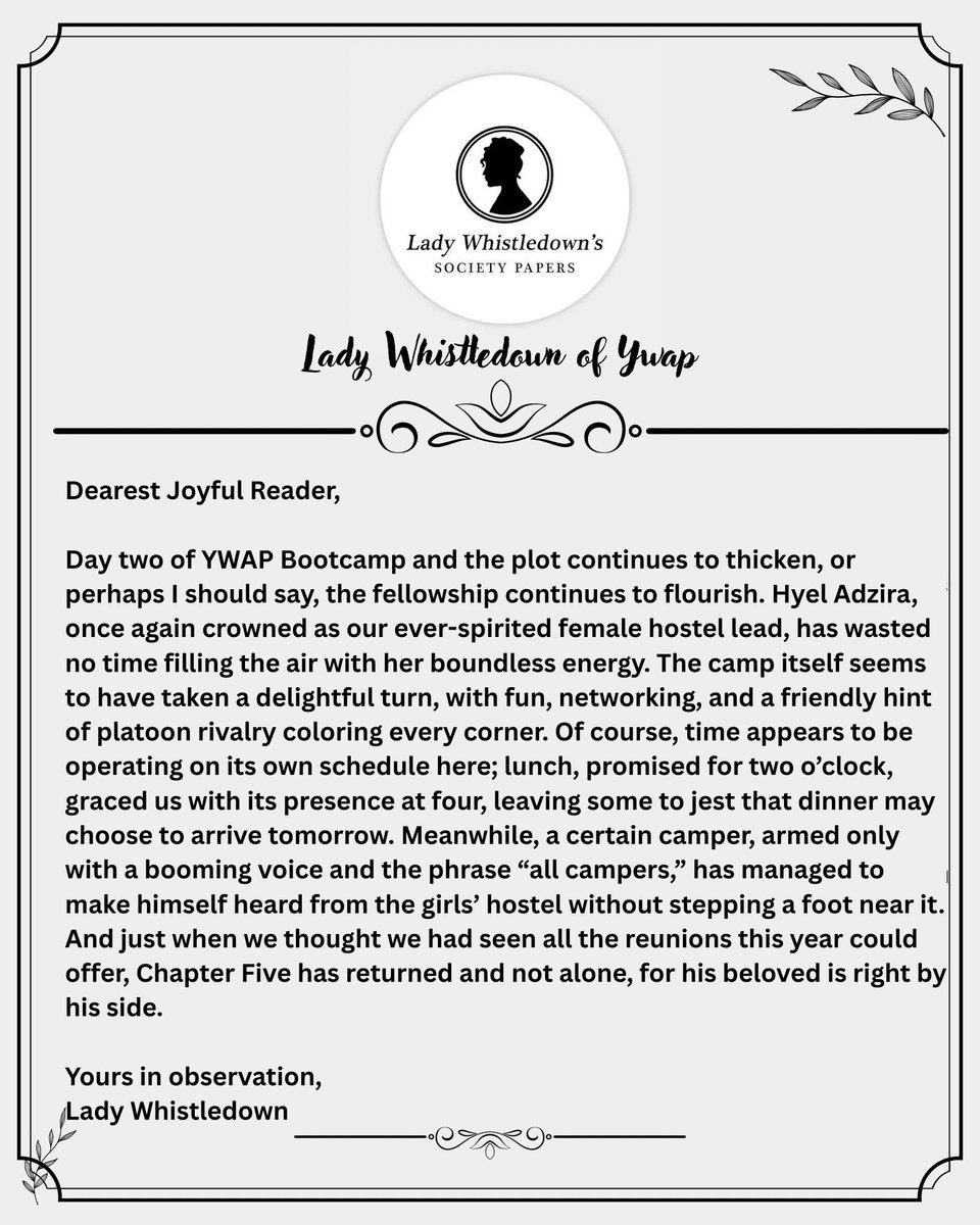 LADY WHISTLEDOWN OF YWAP. (@ladywhistle111) on Twitter photo Dearest Joyful Readers...🙂↕️
<a href="/BCHypeTeam/">Boothcamp XVII of YWAP</a> <a href="/oshey_mahn/">the Mahn.</a> <a href="/word_abba/">WordAbba</a> <a href="/nenkinan_deshi/">The Young Uncle</a> <a href="/CridKore/">Crid Kore</a> <a href="/ClemzyBoss/">Jiggy Pastor 😤</a> <a href="/aiken_voka/">Uncle Aiken Voka | Crown Prince of Nhuwha</a> <a href="/YWAPhq/">YWAP</a> <a href="/arbee_olah/">Omotola Abidemi</a> <a href="/Chapta5iveLaban/">NewAlbumComingSoon</a> <a href="/nattyprofficial/">Nattyproff of Ywap</a>
<a href="/hyel_adzira/">With love; a tired Ada || Zeera</a>
<a href="/Peace_Amaugo/">Your-product-marketing-sis</a> <a href="/MOP_the_poet/">MOP of YWAP.</a>
<a href="/Esmo_Lavida/">Esmo</a> <a href="/SoulFlameNG/">Soul Flame of YWAP</a> <a href="/Timibeats/">TiMi</a> #nooneleftbehind
#ywapbcxix Dearest Joyful Readers...🙂↕️
<a href="/BCHypeTeam/">Boothcamp XVII of YWAP</a> <a href="/oshey_mahn/">the Mahn.</a> <a href="/word_abba/">WordAbba</a> <a href="/nenkinan_deshi/">The Young Uncle</a> <a href="/CridKore/">Crid Kore</a> <a href="/ClemzyBoss/">Jiggy Pastor 😤</a> <a href="/aiken_voka/">Uncle Aiken Voka | Crown Prince of Nhuwha</a> <a href="/YWAPhq/">YWAP</a> <a href="/arbee_olah/">Omotola Abidemi</a> <a href="/Chapta5iveLaban/">NewAlbumComingSoon</a> <a href="/nattyprofficial/">Nattyproff of Ywap</a>
<a href="/hyel_adzira/">With love; a tired Ada || Zeera</a>
<a href="/Peace_Amaugo/">Your-product-marketing-sis</a> <a href="/MOP_the_poet/">MOP of YWAP.</a>
<a href="/Esmo_Lavida/">Esmo</a> <a href="/SoulFlameNG/">Soul Flame of YWAP</a> <a href="/Timibeats/">TiMi</a> #nooneleftbehind
#ywapbcxix