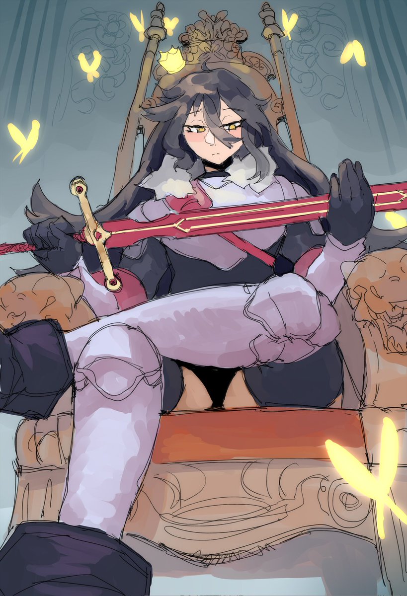 Fable, upon her throne. Wearing a Contemplative expression, as even the Crown of a Fae is heavy too.

🎨: @/gelidspace