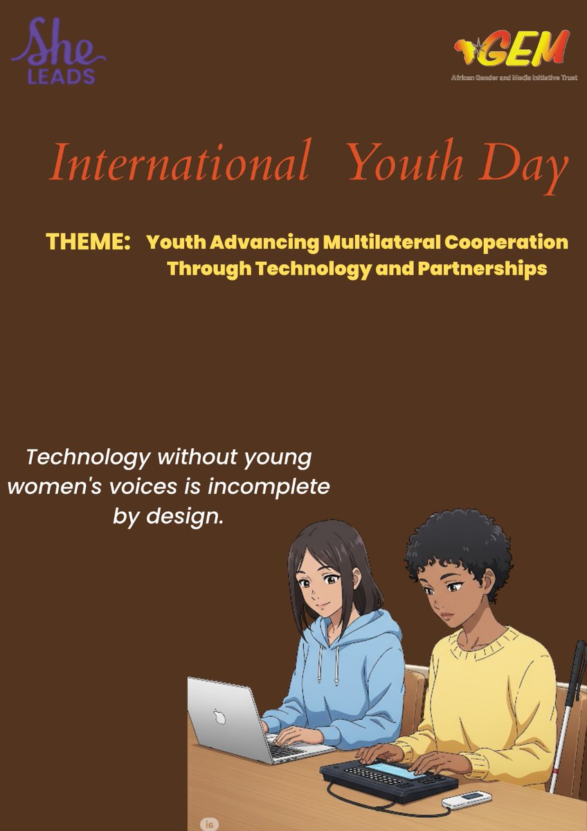 GEM (@gem_africa) on Twitter photo Welcome to our chat today in commemoration of International Youth Day.
Let's engage!
Technology is more impactful when young women’s voices are part of the design. Let’s ensure they are heard and included.
#IYD2025
<a href="/tdhnl_africa/">TdH-NL Africa 🧡</a>
<a href="/SheLeadsKenya/">She Leads Kenya</a> Welcome to our chat today in commemoration of International Youth Day.
Let's engage!
Technology is more impactful when young women’s voices are part of the design. Let’s ensure they are heard and included.
#IYD2025
<a href="/tdhnl_africa/">TdH-NL Africa 🧡</a>
<a href="/SheLeadsKenya/">She Leads Kenya</a>