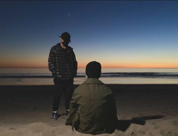 As the sun bids farewell to the sea, we hold on to each other… towards eternity. #jikook