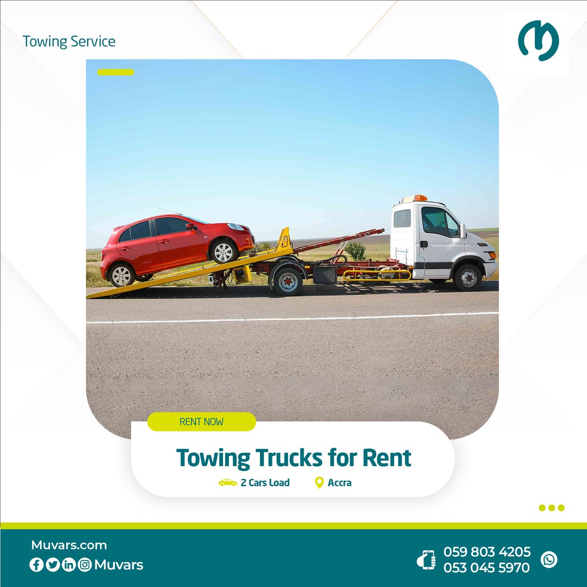 Muvarsgh's tweet photo. Need a tow truck Service in Accra or anywhere in Ghana?

Whether it's a breakdown, accident, or vehicle transport, our team is available 24/7 to assist you.

Book today with Muvars!
📞 0598034205 or https://t.co/alkU8EpNtF today to book your rental!
#Towtrucks #towingservice https://t.co/4az2ekoNyE