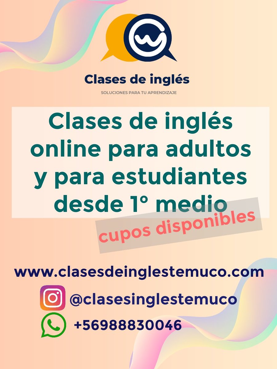 clasesingleste1's tweet photo. 📣 AVISO CUPOS DISPONIBLES 📣 
Desde la semana del 25 de agosto:
lunes 18.30 a 19.30.
martes 16.00 a 17.00
jueves 16.00 a 17.00.
Cupos se reparten por orden de llegada. 
#Chile #Santiago #Arica #AltoHospicio #Elqui #Melipilla #Santiago #Rancagua #Talca #Chillán #Lebu #Temuco #puq https://t.co/a3KzWIL6mx