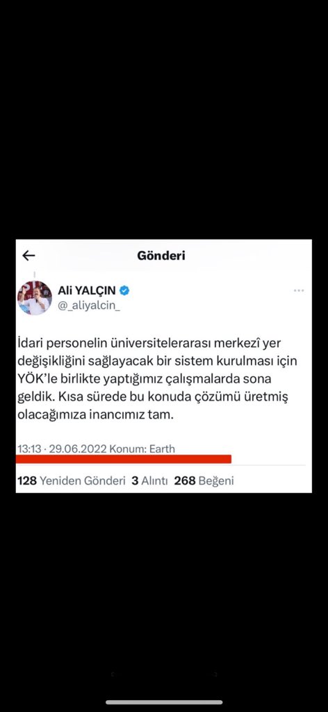 Oğuz Yıldırım (@oguzzyldirim) on Twitter photo 📌 Üniversite idari personeli kandırıldı!Kazanım diyerek becayişi bizlere reva görenler Allah iki cihanda kahrı perişan eylesin!Üniversite personeli isteğe bağlı tayin hakkını istiyor!
<a href="/RTErdogan/">Recep Tayyip Erdoğan</a>
<a href="/erolozvar/">Erol Özvar</a>
<a href="/batikanaksoy/">Batıkan Aksoy</a>
<a href="/Akparti/">AK Parti</a>
<a href="/_aliyalcin_/">Ali YALÇIN</a>
#MemurTeklifBekliyor 📌 Üniversite idari personeli kandırıldı!Kazanım diyerek becayişi bizlere reva görenler Allah iki cihanda kahrı perişan eylesin!Üniversite personeli isteğe bağlı tayin hakkını istiyor!
<a href="/RTErdogan/">Recep Tayyip Erdoğan</a>
<a href="/erolozvar/">Erol Özvar</a>
<a href="/batikanaksoy/">Batıkan Aksoy</a>
<a href="/Akparti/">AK Parti</a>
<a href="/_aliyalcin_/">Ali YALÇIN</a>
#MemurTeklifBekliyor