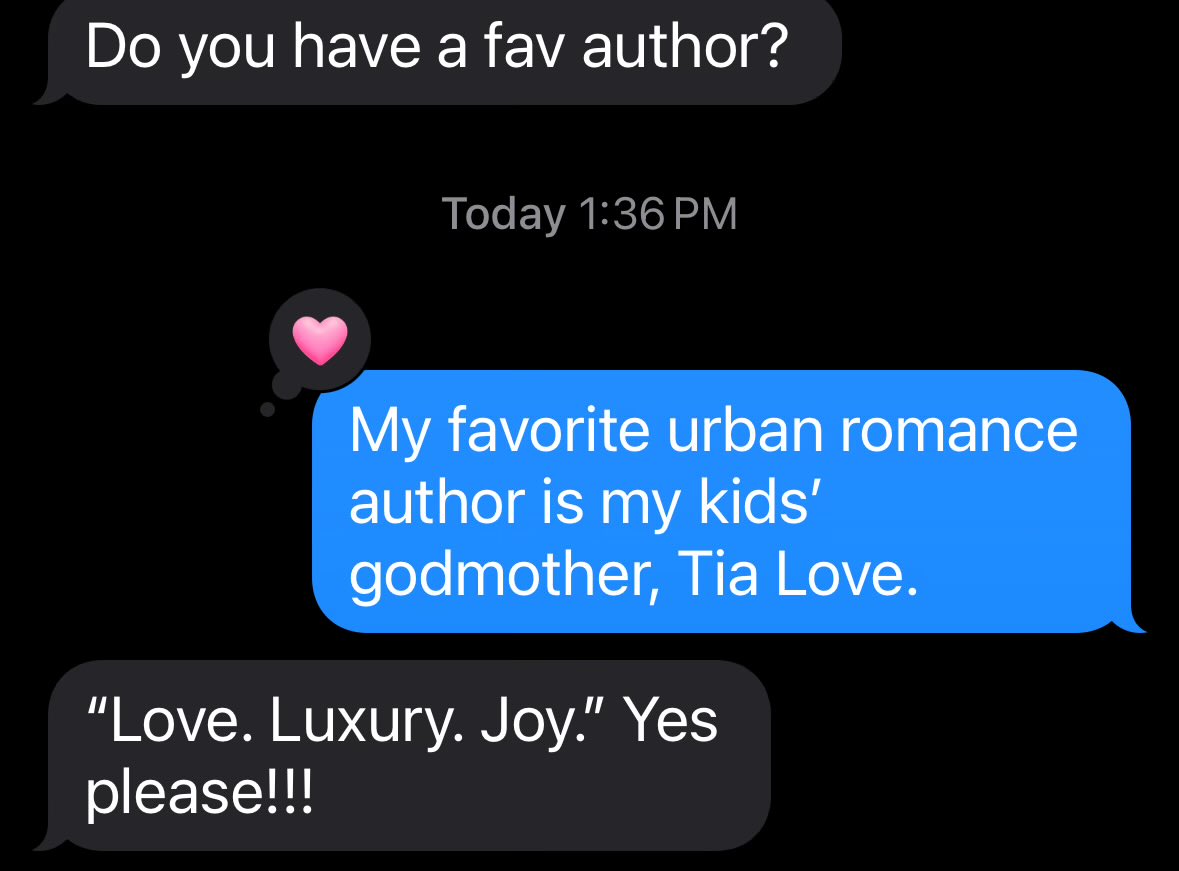 Discussing urban romance with a friend and she asked for my fav. It is such a flex to say with HONESTY that my favorite UR girly is my girls’ godmother <a href="/AuthorTiaLove/">Bible Study is DONE ❤️</a>