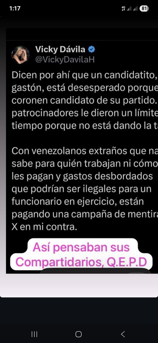 LizRodriguezE's tweet photo. @VickyDavilaH Señora con doble moral https://t.co/2y5MA9tSVb