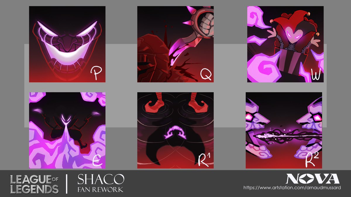 Novarcane7's tweet image. Let's hope the algorithm won't ignore me this time. 🥲

My fan-rework of Shaco is now available at my ArtStation! Let me know what you think!

#LeagueOfLegends #shaco #fanart #fanrework