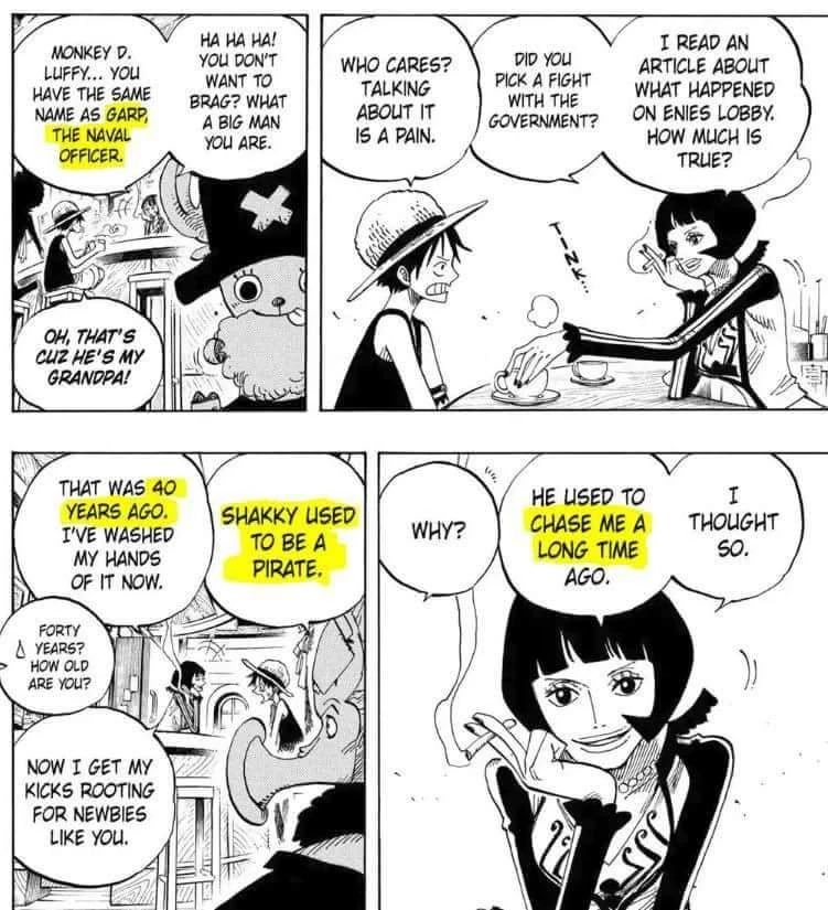 #OPSPOILERS #ONEPIECE1156 ya know… now I really wanna know why Garp was chasing Shakky 😂

Anyway that last part… we are definitely seeing God valley I’m sure of it more than ever now.