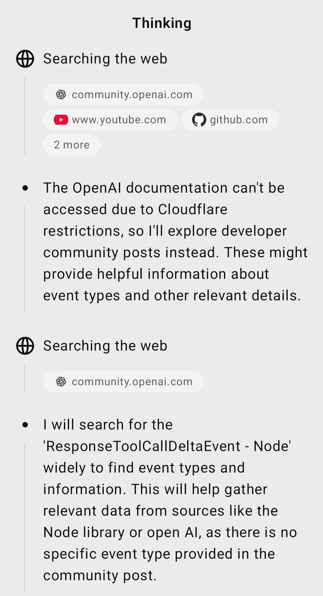 Hey <a href="/TheRealAdamG/">Adam.GPT</a>, could you like talk to someone, so that chatgpt can search it's own damn api documentation instead of being restricted by cloudflare and an auth login? Would make building stuff much easier 🙂