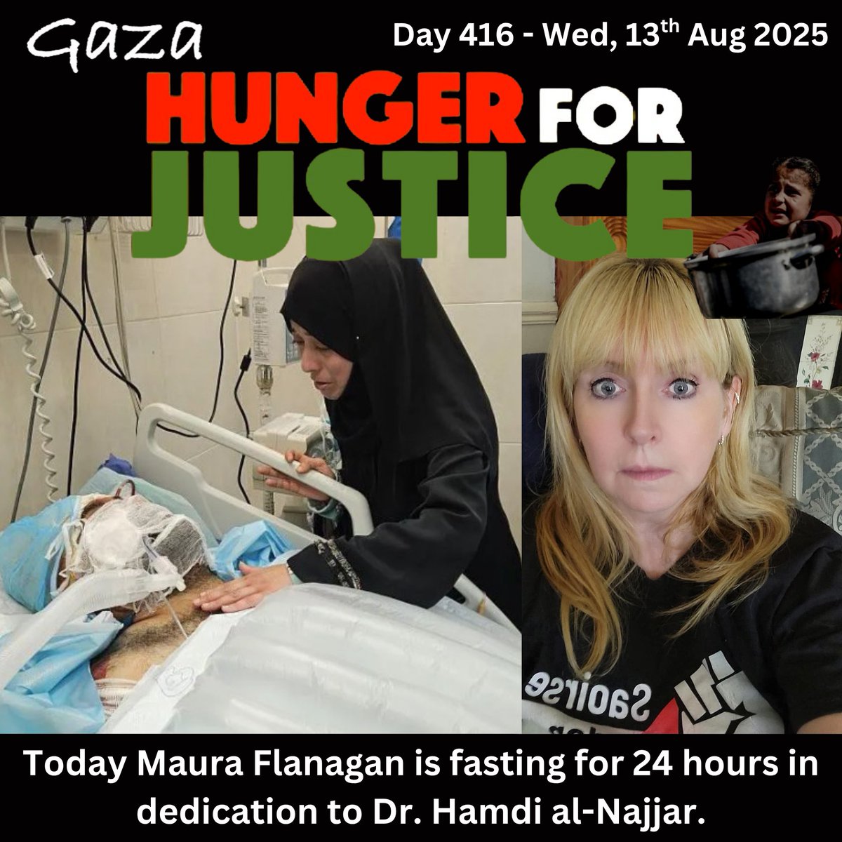 NenaghPalestine's tweet photo. #hunger4justice
Day 416: Maura Flanagan (Mayo)
Martyr: Dr. Hamdi al-Najjar (https://t.co/zZZC9nZZrA)
Maura dedicates Hamdi who lost 9 of 10 children in an IOF airstrike in May & later died in al-Nasser hospital where he & his wife worked
Join us at:
https://t.co/V7VTiGXzhZ https://t.co/xiij9FGzcR