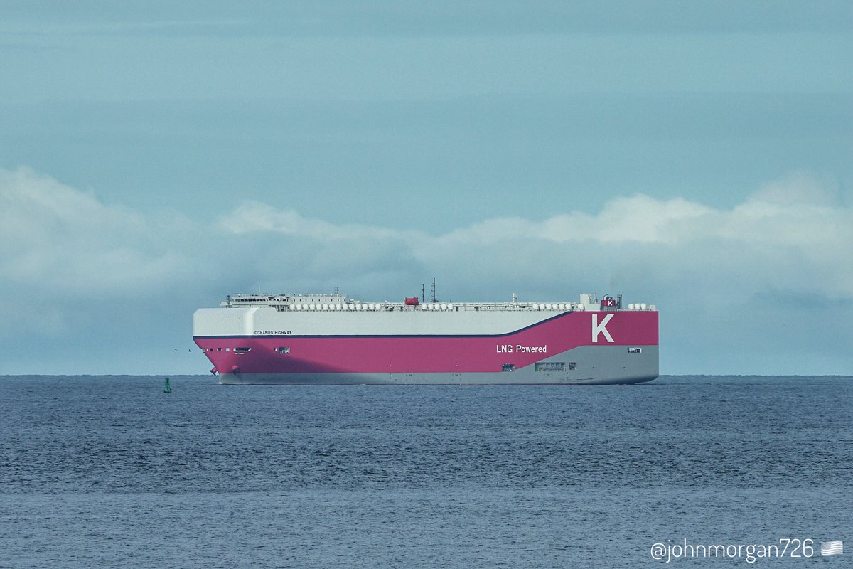 johnmorgan726's tweet image. The “K” Line / OCEANUS HIGHWAY, IMO:1046049 en route to Baltimore, Maryland @BShipspotting @BaltoChes flying the flag of Japan 🇯🇵. #LNGPowered #ShipsInPics #KLine #VehicleCarrier #RoRoShip #OceanusHighway