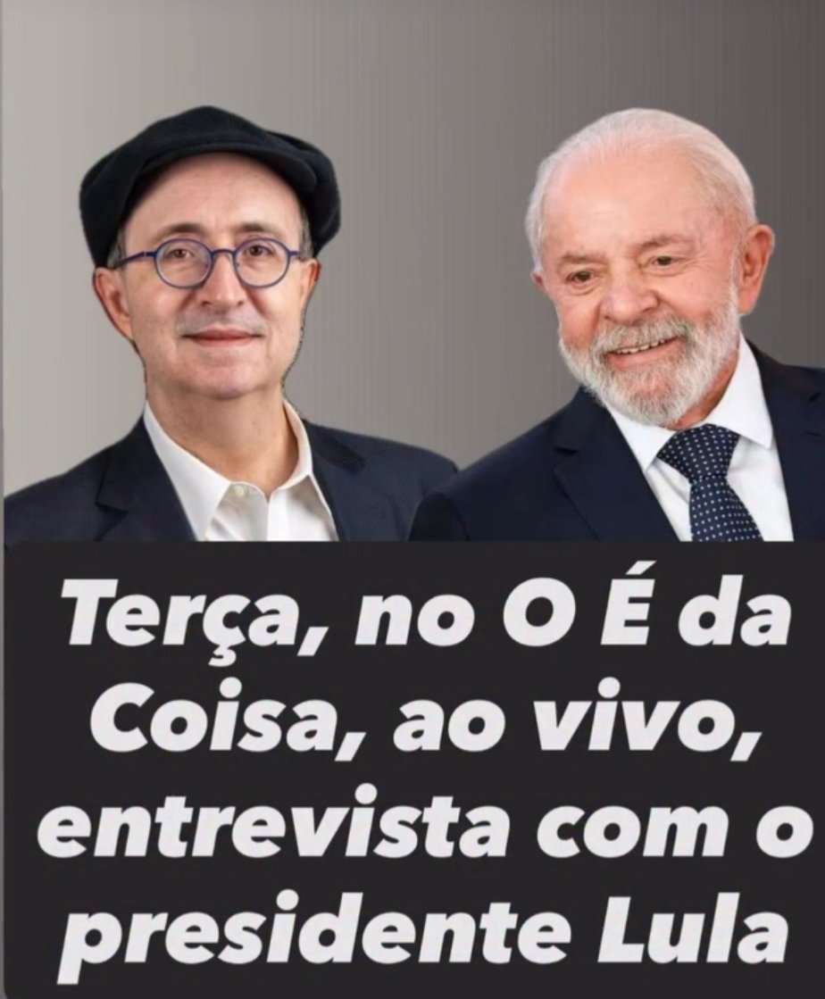 🚨URGENTE🚨
#Lula com Reinaldo Azevedo nesta terça no  "O É DA COISA" da Band News e no YouTube ao vivo não percam .