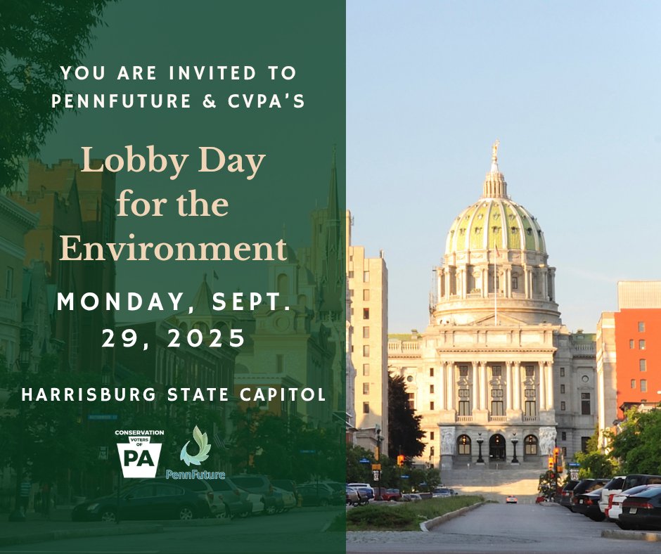 Conservation Voters of PA (@conservationpa) on Twitter photo Ever wonder how environmental laws actually get passed — or why they sometimes don’t? Here’s your chance to see it up close and make a difference.
On Monday, 9/29, CVPA & <a href="/PennFuture/">PennFuture</a> are hosting our first-ever joint Lobby Day in Harrisburg.
RSVP now: action.conservationpa.org/a/2025-harrisb… Ever wonder how environmental laws actually get passed — or why they sometimes don’t? Here’s your chance to see it up close and make a difference.
On Monday, 9/29, CVPA & <a href="/PennFuture/">PennFuture</a> are hosting our first-ever joint Lobby Day in Harrisburg.
RSVP now: action.conservationpa.org/a/2025-harrisb…