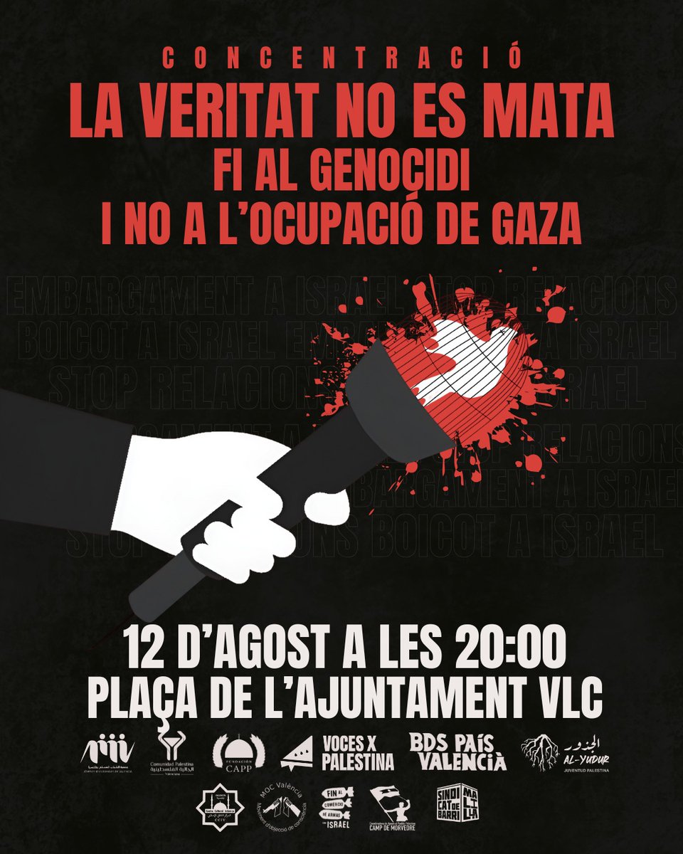 DatxuPeris's tweet photo. Dimarts 12 d'agost a les 20h. Plaça de l'Ajuntament de València. https://t.co/d3yL2wLP07