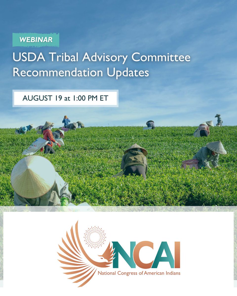 The USDA Tribal Advisory Committee (TAC) was established by the 2018 Farm Bill to provide recommendations to USDA and Congress. In 2024, it issued its first set of recommendations. Upon the TAC’s charter being renewed, the TAC is seeking input on additional recommendations. (1/3)