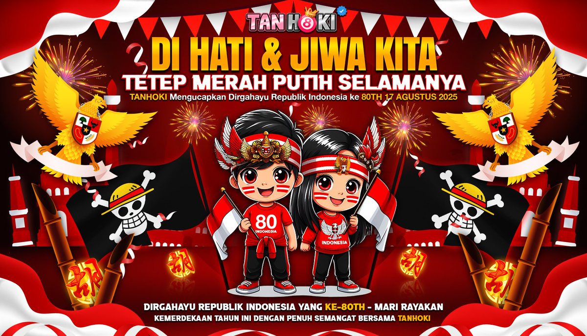 tanhokiselalu's tweet photo. 📣🇮🇩 TANHOKI Mengucapkan
 Dirgahayu Republik Indonesia ke-80 🎉
Merah Putih bukan hanya di bendera, tapi di hati &amp; jiwa kita selamanya ❤️🤍
.
#Tanhoki #TetapMerdeka #MerahPutihSelamanya #Indonesia #satuorangsatuakun https://t.co/503FBbXsig