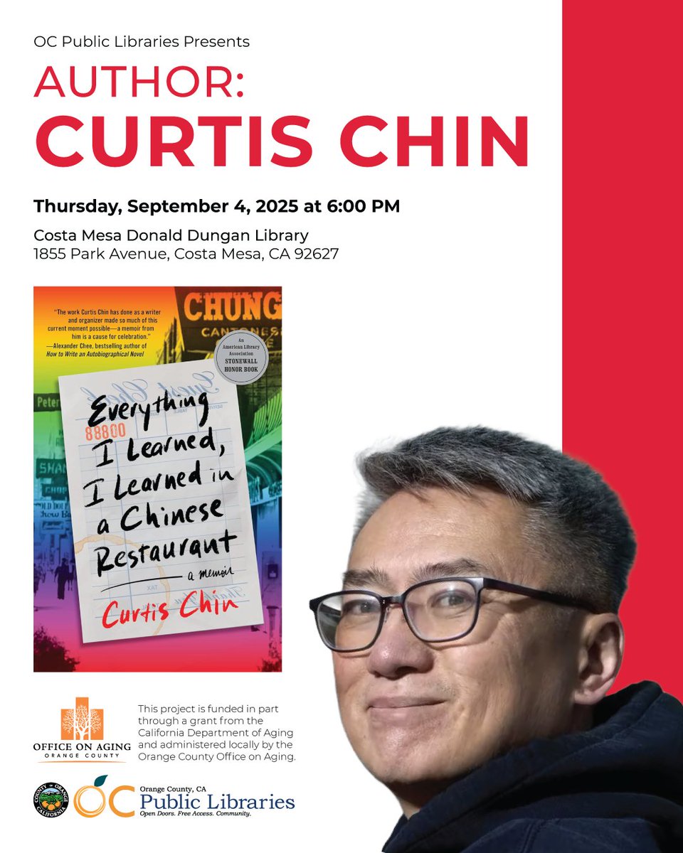 OC Public Libraries (@ocpublib) on Twitter photo Meet Author <a href="/Curtischin/">Curtis from Detroit 🏳️🌈✏️🐼</a>
Thursday, September 4, 2025 at 6:00pm
Costa Mesa Donald Dungan Library
1855 Park Avenue, Costa Mesa, CA 92627
For more information, visit: bit.ly/3J53r81
#OCPL #OCPublicLibraries #OrangeCounty #author #authorevent #authortalk <a href="/oc_ooa/">OC Office on Aging</a> Meet Author <a href="/Curtischin/">Curtis from Detroit 🏳️🌈✏️🐼</a>
Thursday, September 4, 2025 at 6:00pm
Costa Mesa Donald Dungan Library
1855 Park Avenue, Costa Mesa, CA 92627
For more information, visit: bit.ly/3J53r81
#OCPL #OCPublicLibraries #OrangeCounty #author #authorevent #authortalk <a href="/oc_ooa/">OC Office on Aging</a>