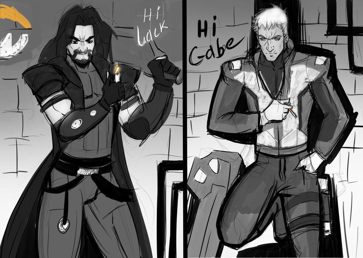 ShambaGreen's tweet photo. Sketch of the Meeting cover.. I hope))

#gabrielreyes #jackmorrison #meeting
#overwatch #reaper76 https://t.co/AMIvd7DfjS