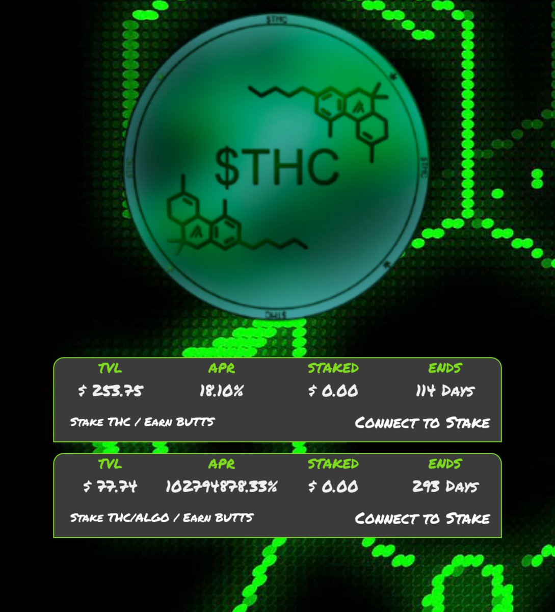 Low tier single token stake &amp; Mid tier LP stake is now live on the $THC Dapp 💯
More to come 👀🔥
app.thehighcommunity.net/staking