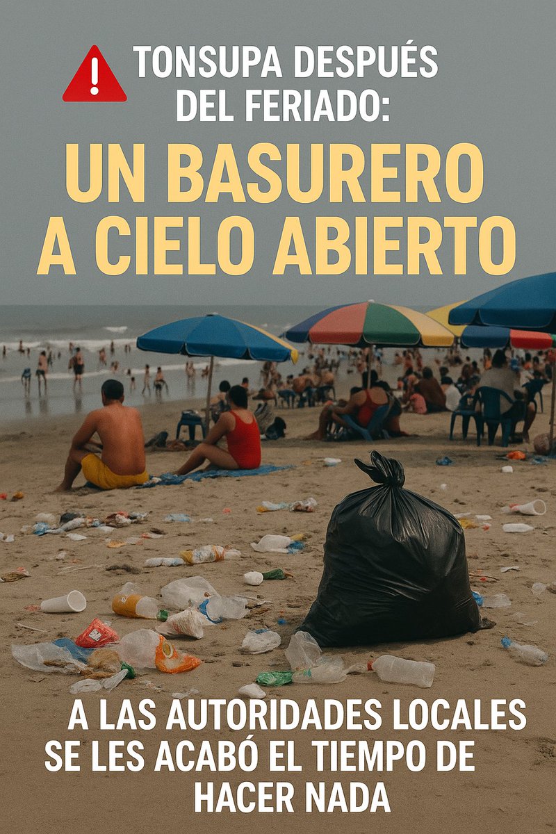 groninty's tweet image. 🚨🏖️ Tonsupa después del feriado: un basurero a cielo abierto

Miles viajan a las playas para “disfrutar” del feriado… pero dejan atrás montañas de basura.

Lo más indignante: muchos pasan el día en la arena con las fundas, botellas y vasos tirados a su lado, como si fueran…