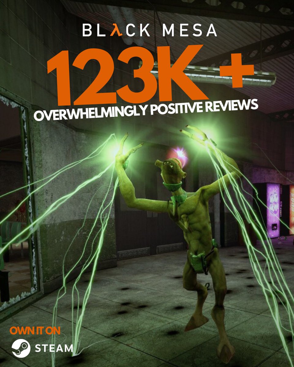 123K+ Overwhelmingly Positive Reviews on Steam... 🤯

It’s not lost on us—every bit of support, every review, every word means the world. From the entire Crowbar Collective Team: THANK YOU for believing in Black Mesa and allowing us to keep building this adventure together. ❤