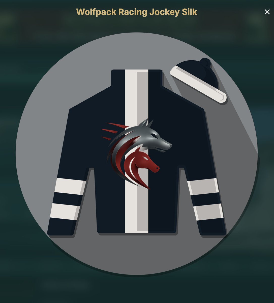 Jetlag_747's tweet photo. Wolfpack Racing silks have a stunning new makeover—swapping to a sleek deep midnight blue with light stone gray stripes, topped with our iconic wolf-horse emblem. Ready to race in style!
#WolfpackRacing #NewSilks 🏇👑
@photofinishgame @TheCrownToken https://t.co/xkomIW4Sm8