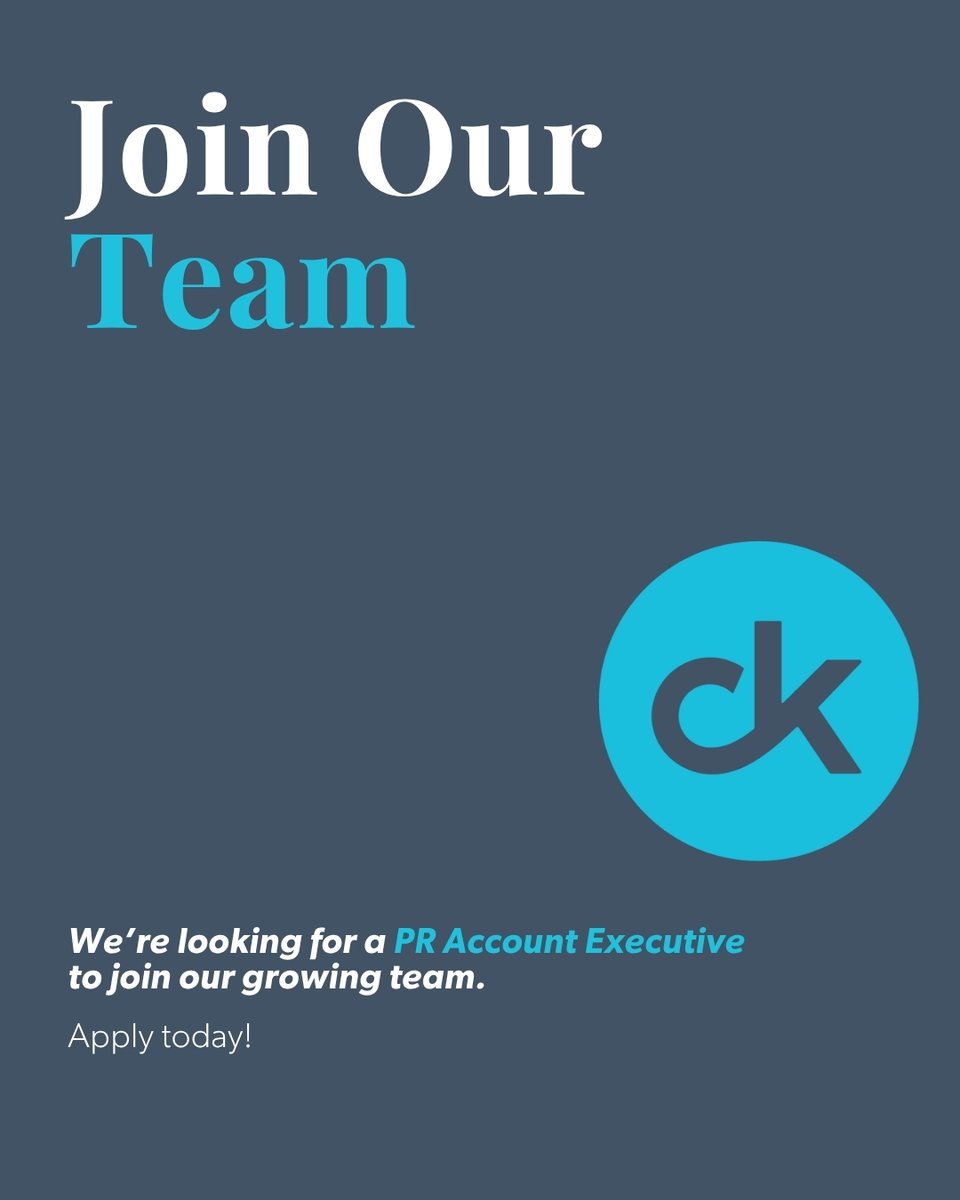 We're growing! We are looking for a PR Account Executive to join our team. Learn more and apply today: ow.ly/btnu50WE4W6

#CashmanKatz #PRJobs #NowHiring
