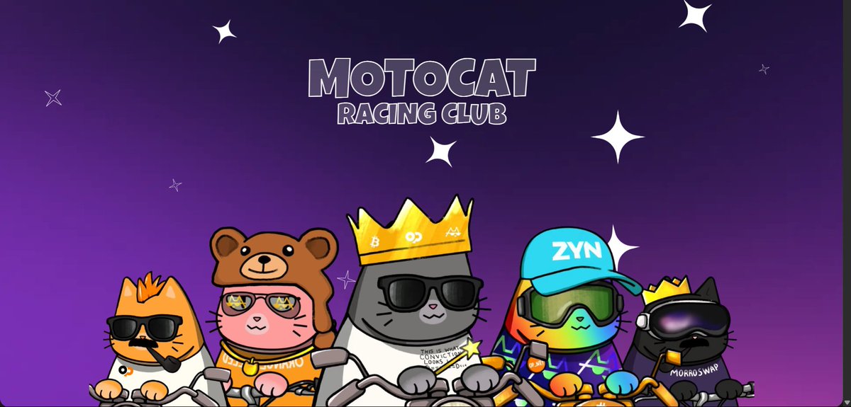The #MotocatRacingClub has officially launched, bringing 10,000 onchain #Motocats to Bitcoin Layer 1. These NFTs power the new <a href="/motoswap/"></a> ecosystem, featuring staking, and more. 

With +5% $MOTO airdrop planned, the project’s market cap remains undervalued.