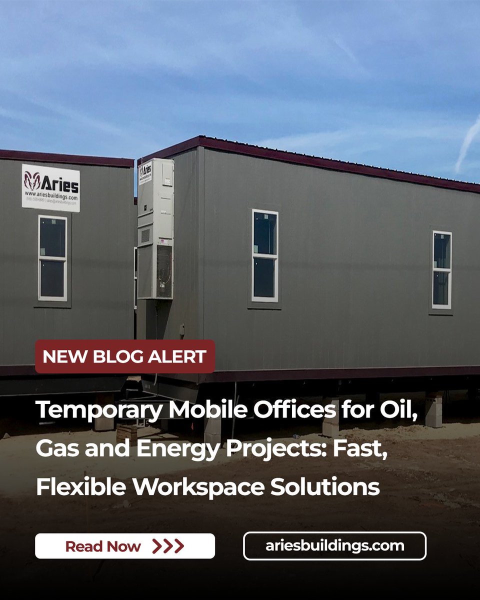 AriesBuildings's tweet photo. In oil, gas, and energy projects, operations cannot pause for long builds. Our mobile offices give you fast, reliable, fully equipped workspaces anywhere.
Read more:
https://t.co/rGlKWSgip0
#ModularBuildings #Aries https://t.co/rxVR3mVZs1