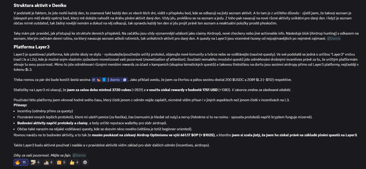 💸 PŘES 300 000 KČ Z AIRDROPŮ? DAMIS DOKAZUJE, ŽE JSOU STÁLE V KURZU
Aneb jeho souhrn výsledků za období 9/24 až 5/25 (August to May)

Sekce #výsledky na našem discordu se po delší odmlce vrací zpět – a proč se s ní nepodělit i zde na X.

🧑‍🚀 Damis, který se specializuje na DeFi a