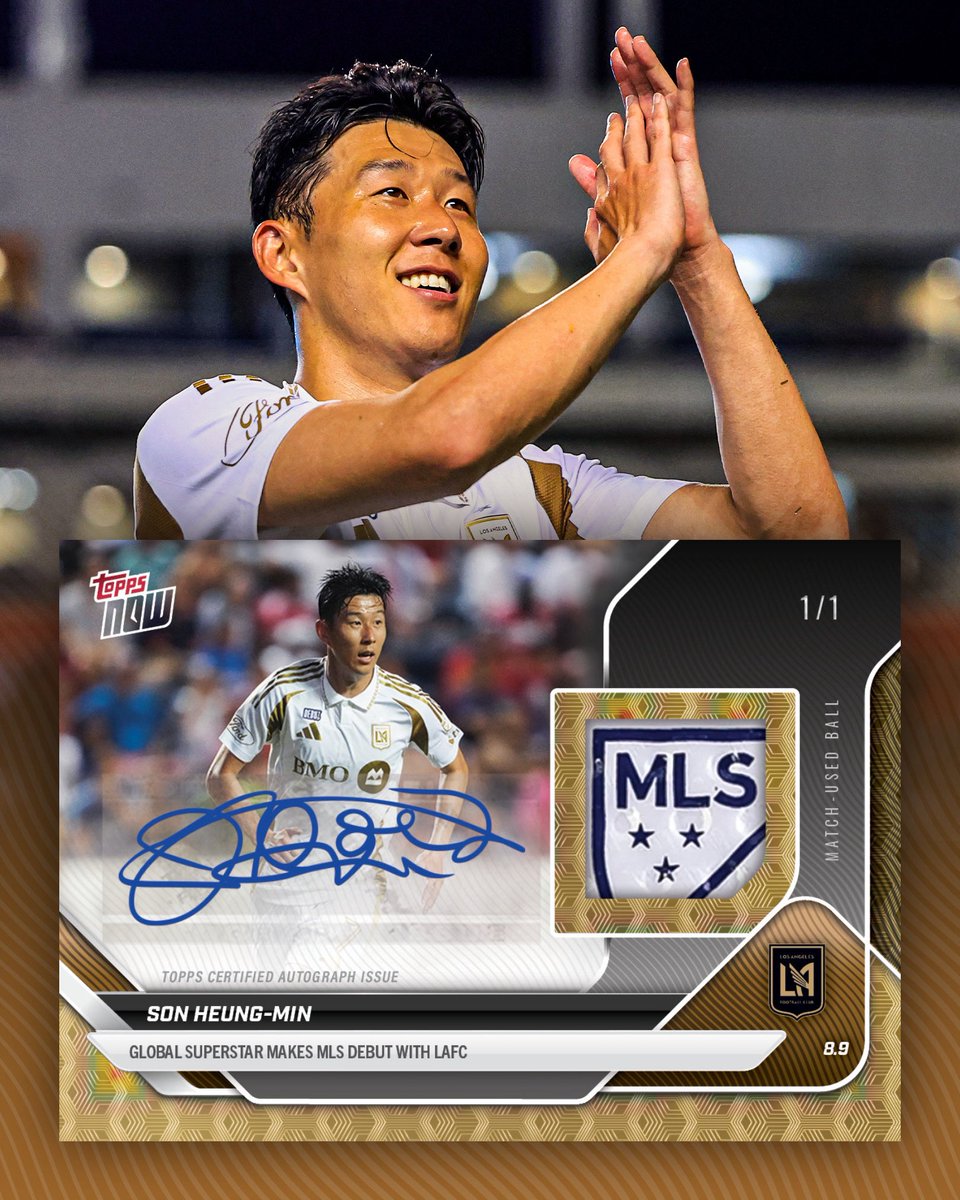 Topps's tweet photo. JUST IN: We’ve secured a match-used ball from Son Heung-min’s MLS debut. 

This ball will be inserted into one-of-a-kind trading cards ⚽️🔥 https://t.co/56Lb7CFuDj