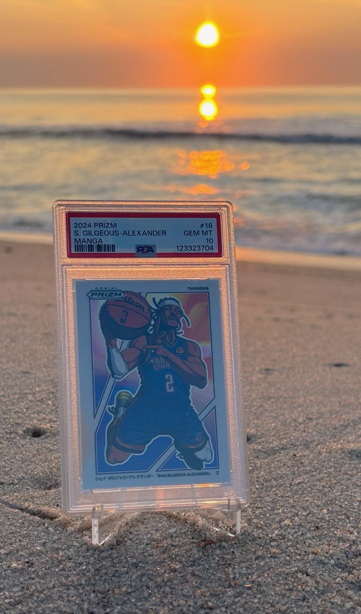 Vacation edition of #SlabNGrab 

Disclaimer:  I’m not a photographer, but the effort was there, alarm set for 5:45am 😆 

“A star on the rise” 😏 

MVP, Champ, Manga, 💎… SGA

Firm $5K

Shipping info in 📍 post, offers are welcome

#TheHobby