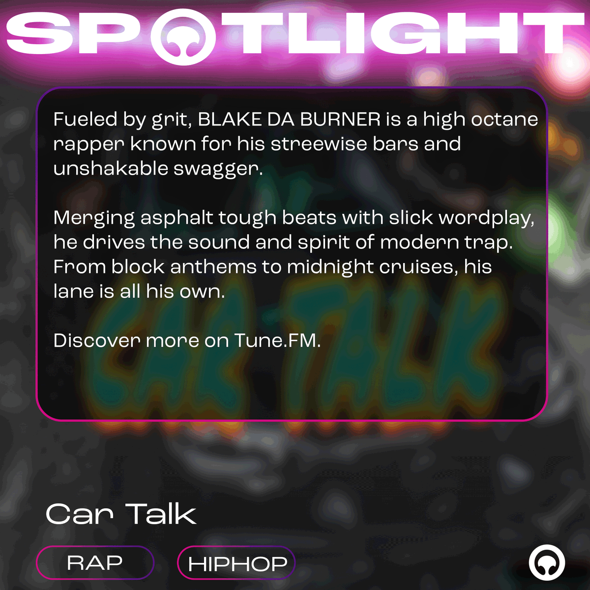 tunefmofficial's tweet image. Keys in, bass up, pedal down.
 “Car Talk” by BLAKE DA BURNER is built for the streets and made to ride.
🚗💨 Press play and let it roar. 
Exclusively on Tune.FM
#CarTalk #BlakeDaBurner #TrapMusic #NewMusic