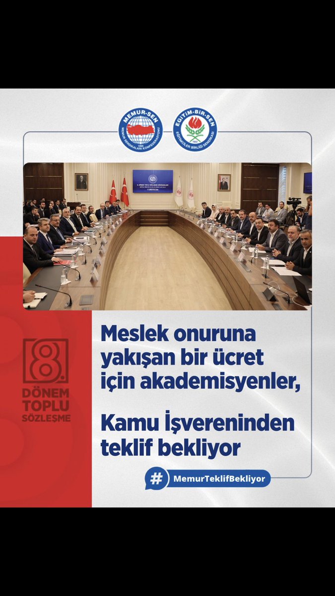 Akademisyenler, meslek onuruna yakışan adil bir ücretin sağlanması ve bilimin gelişmesine katkı sunacak koşulların oluşturulması için Kamu İşvereni’nden hakkaniyetli bir teklif beklemektedir.
#akademikzam 
#MemurTeklifBekliyor
<a href="/_cevdetyilmaz/">Cevdet Yılmaz</a>
<a href="/isikhanvedat/">Prof. Dr. Vedat Işıkhan</a>
<a href="/memetsimsek/">Mehmet Simsek</a>
<a href="/tcbestepe/">T.C. Cumhurbaşkanlığı</a>