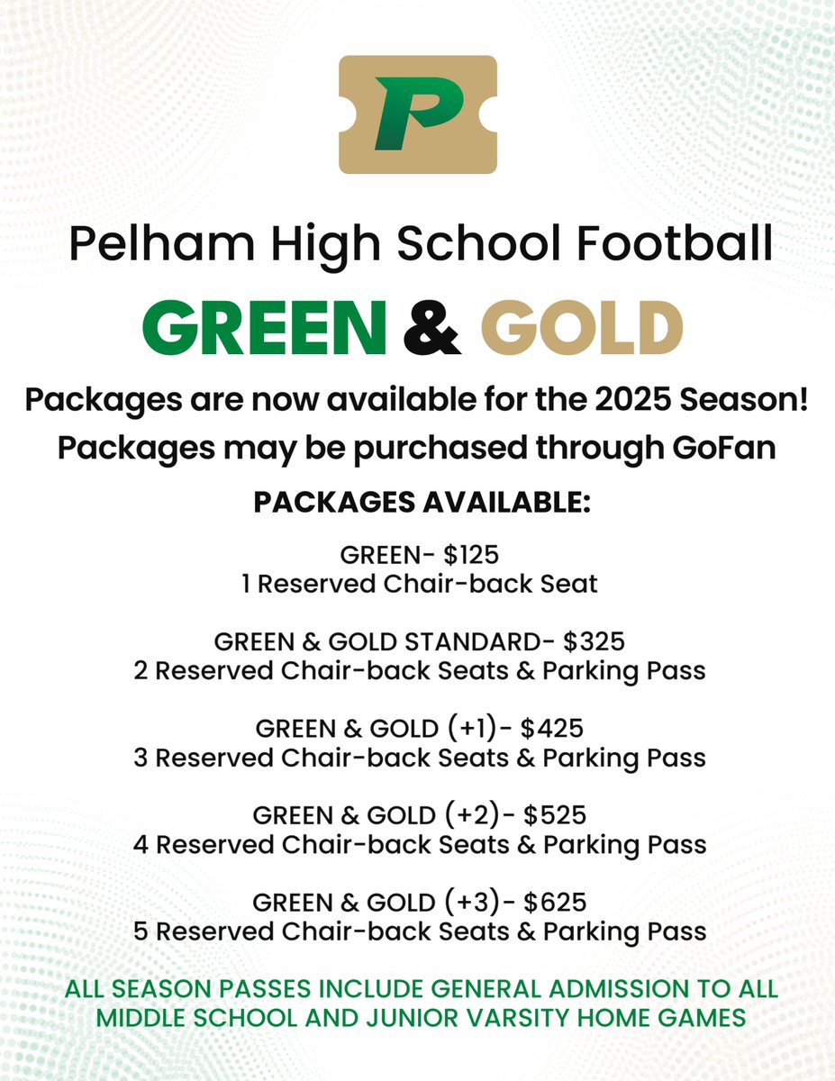 Only a few days left to get your Reserved Seating Packages!

First home varsity game on August 22 vs Pell City!

gofan.co/app/school/AL1…