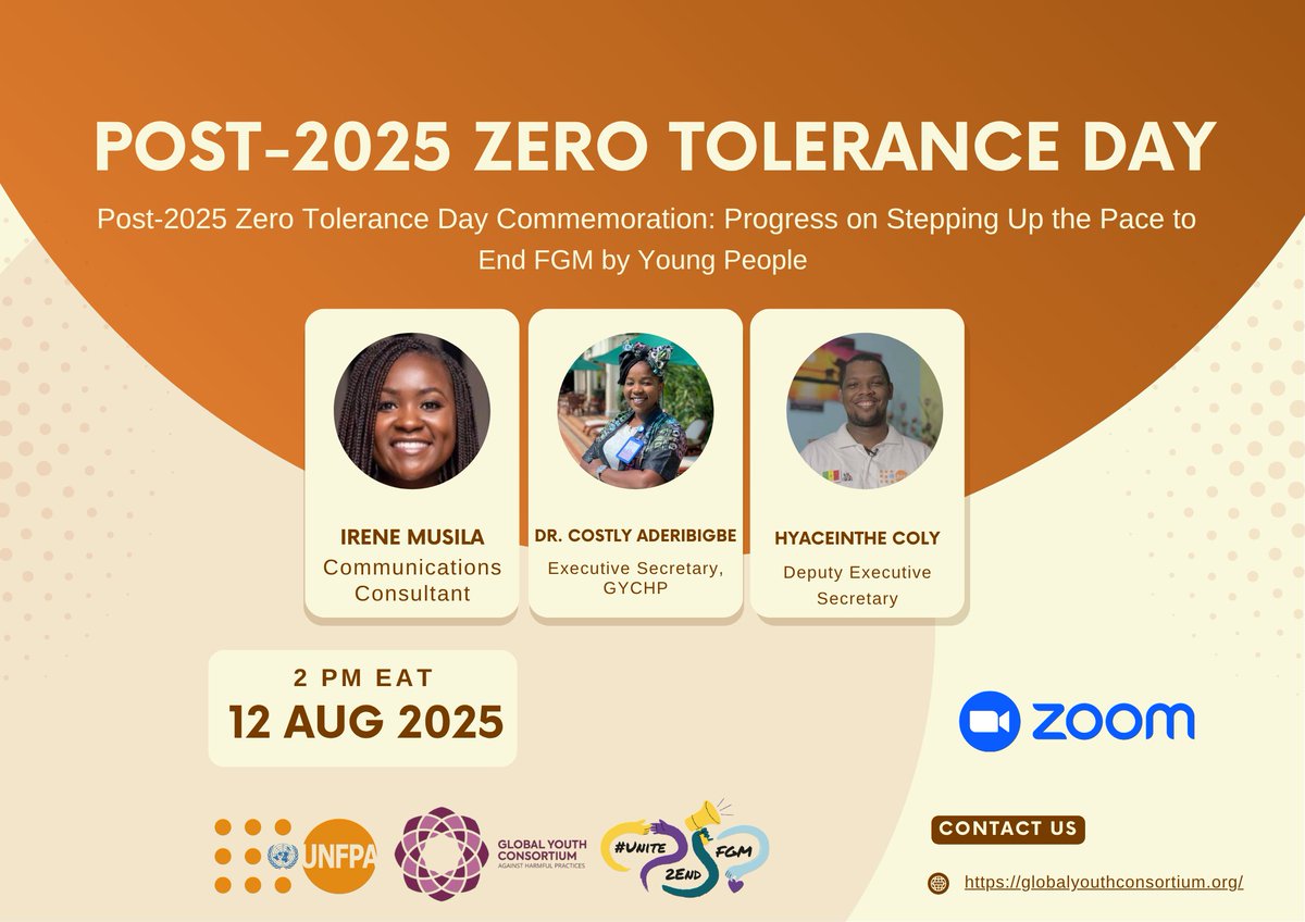 Post-2025 Zero Tolerance Day: Youth Stepping Up the Pace to End FGM.

Meet our speakers: youth leaders, survivor-advocates, policymakers &amp; experts. Zoom + livestream (EN/FR). 

Join us us06web.zoom.us/webinar/regist… 

push for bold action. #EndFGM #StepUpThePace