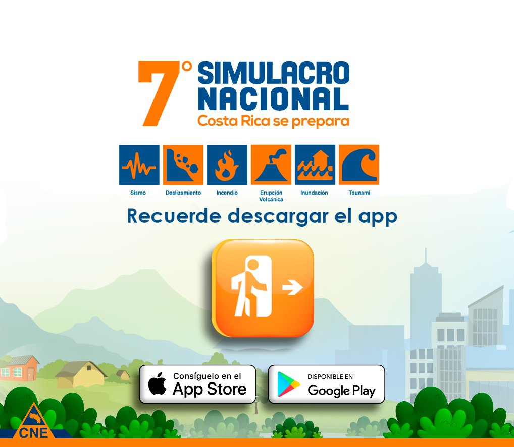 CNECostaRica's tweet photo. Estamos a un día del Simulacro Nacional🥹​

Cuéntennos ¿Ya están inscritos? Pueden hacerlo mediante la página https://t.co/Cmr08rwH9j 👀​

No olviden descargar la app Simlacro cr para que cuando finalice el ejercicio puedan reportar su participación y recibir un certificado 😌 https://t.co/MbEWiNaPQ3