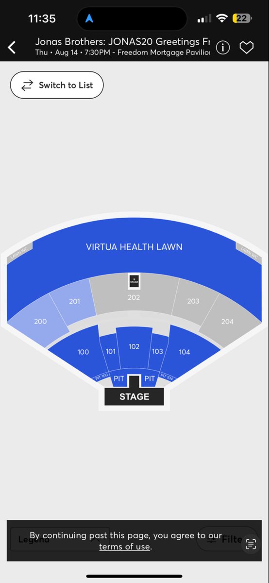 rrtaylor's tweet photo. @Freedom_Pav Hi! what happened to the B stage that y’all promoted on the map? We bought tickets where we did because of the B stage advantage, after the venue change. This is an SOS @jonasbrothers https://t.co/YQdOqSKa9B