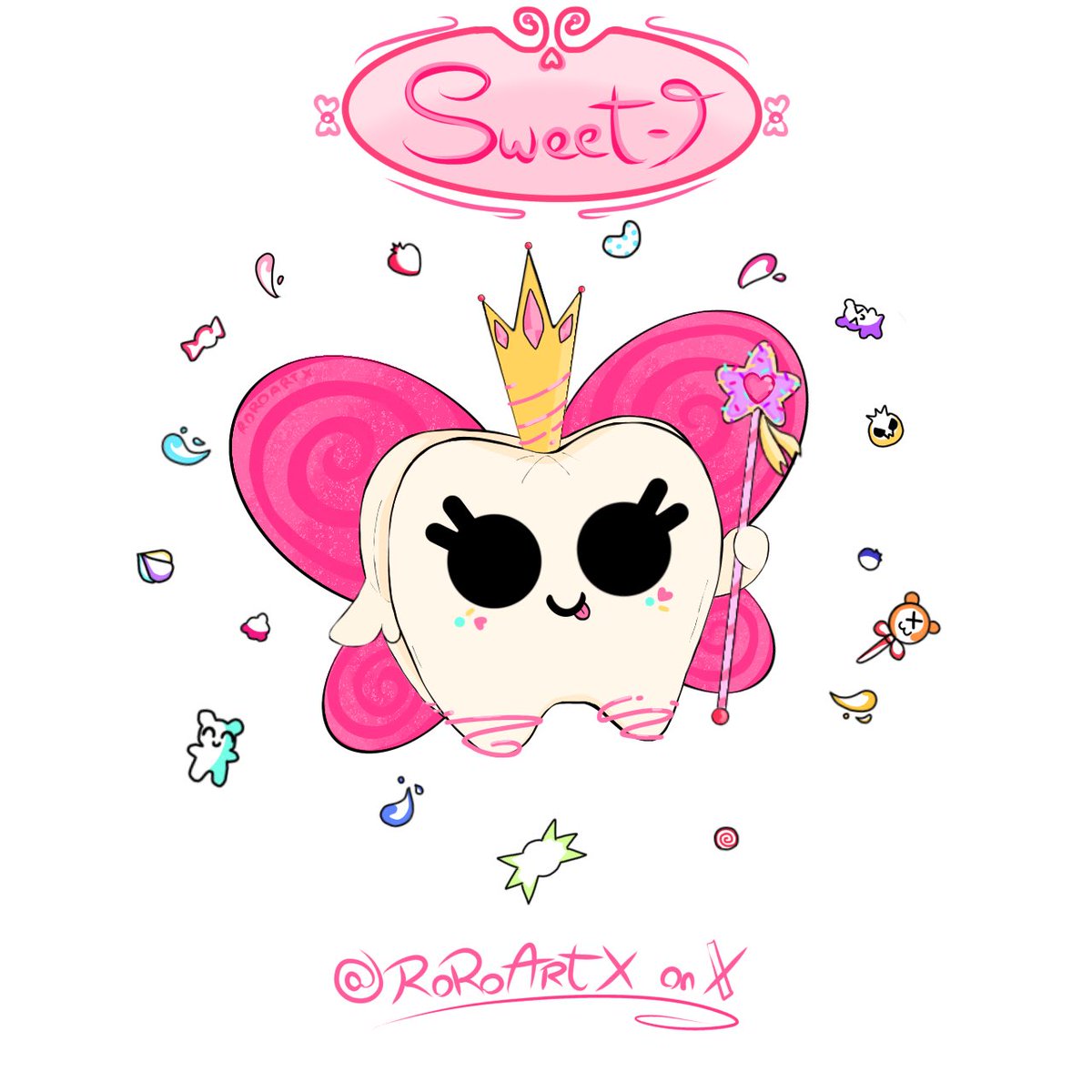 RRoRoart's tweet photo. MEET SWEET-T !🍬

🦷•She’s a literal “sweet tooth“, outside and inside!

❤️‍🩹•She loves to help others, whether they’re energized or struggling (support buddy) 

🍭•As any other resident of Candyland, she makes sure no candy goes bad! (=more patients for her)

For @Carbon_Tie :) https://t.co/NJypiBWoAM