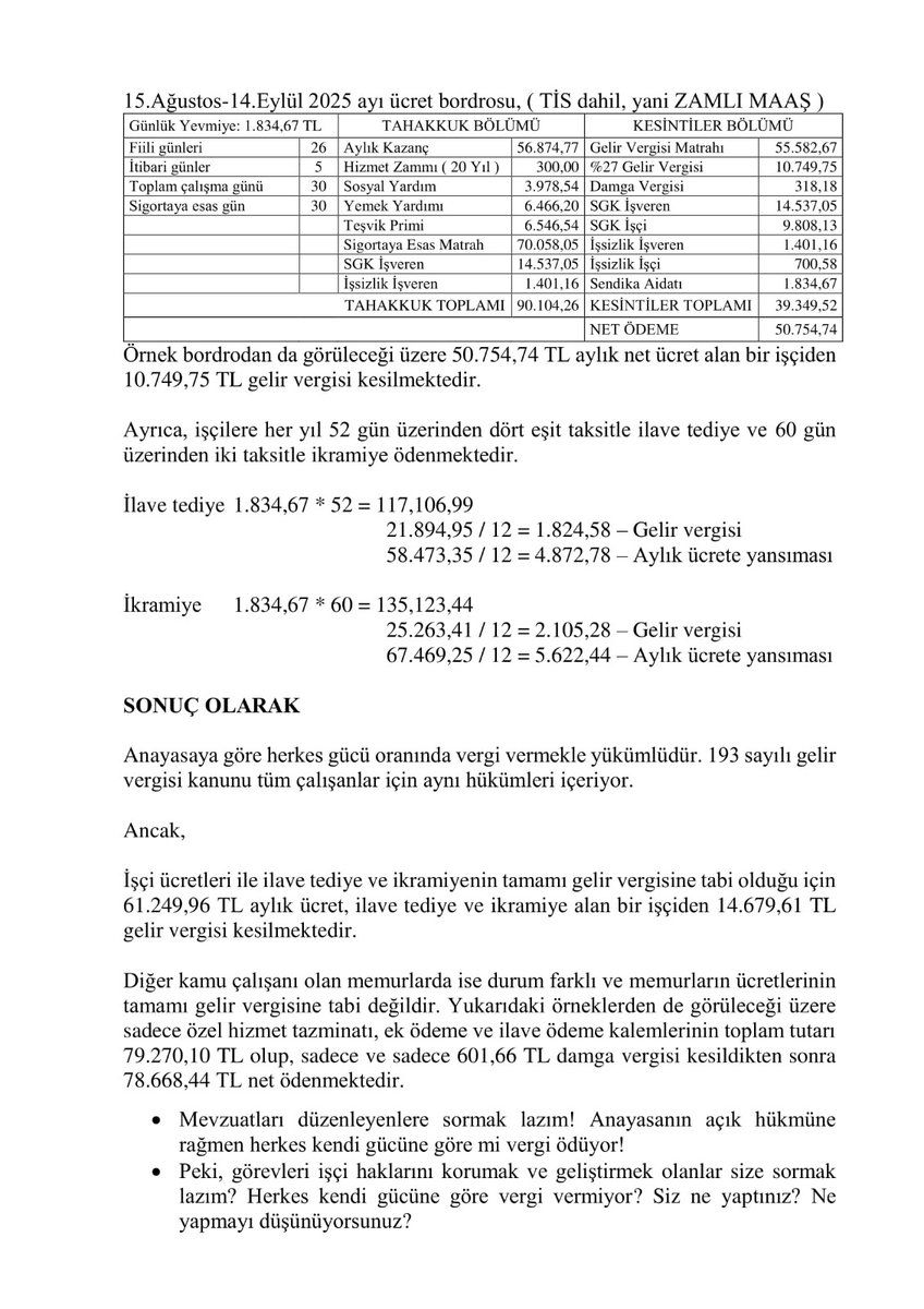 İşçi Platformu (@06isciplatformu) on Twitter photo ➕ Bide memura ek ödeme,ilave ödeme yok diyorlar,devlet daha ne verecek anlamadik ki,aylık NET(Vergisiz) 18.500₺ olan ek ödemeyi nereden,kimden alıyorsunuz?
➖Bu ülkede emekli aylığı ortalama 16.500₺..
⚠️ Sayın bakanım <a href="/memetsimsek/">Mehmet Simsek</a> kamuda vergi reformu şart.!
🚩 Neden gelir ➕ Bide memura ek ödeme,ilave ödeme yok diyorlar,devlet daha ne verecek anlamadik ki,aylık NET(Vergisiz) 18.500₺ olan ek ödemeyi nereden,kimden alıyorsunuz?
➖Bu ülkede emekli aylığı ortalama 16.500₺..
⚠️ Sayın bakanım <a href="/memetsimsek/">Mehmet Simsek</a> kamuda vergi reformu şart.!
🚩 Neden gelir