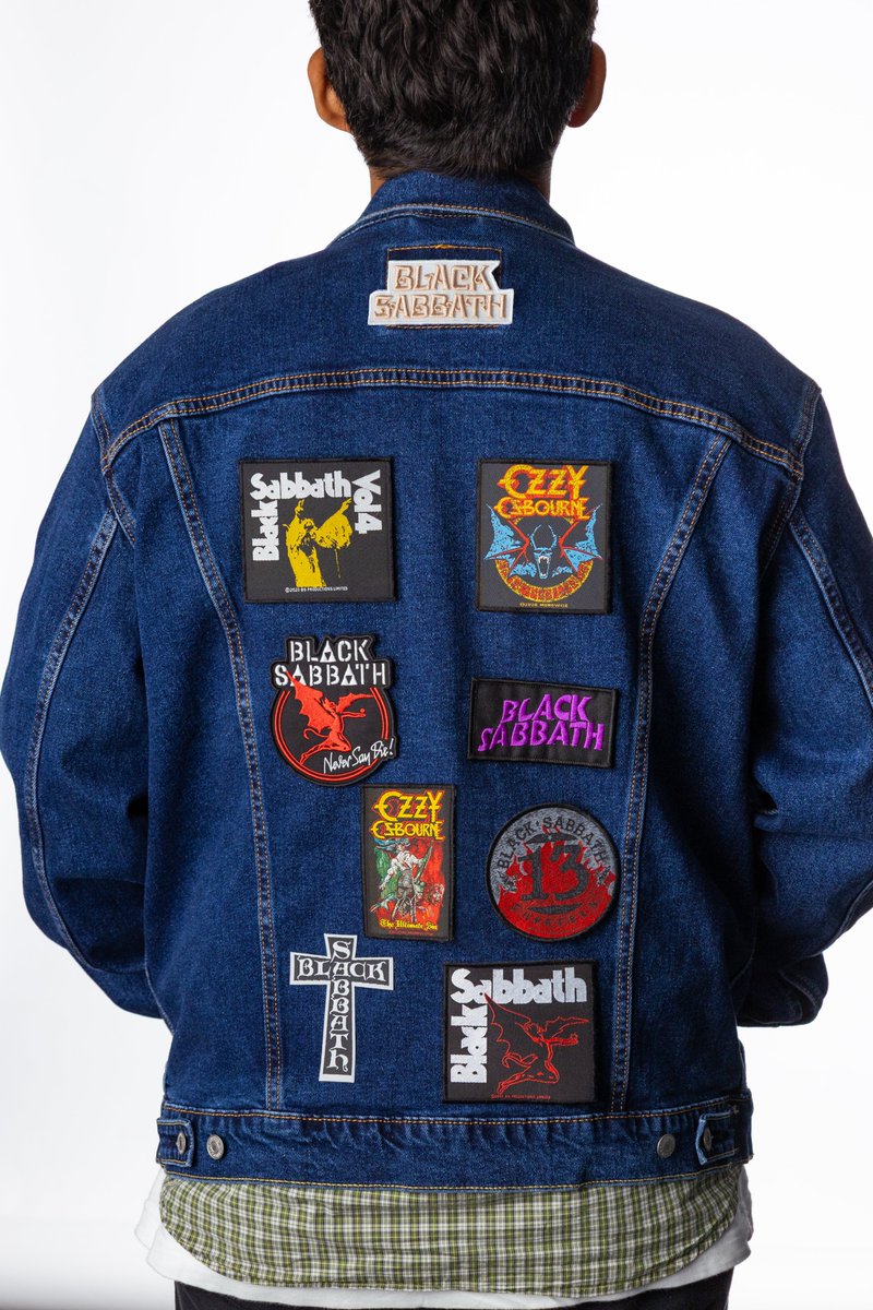patchcollection's tweet image. Every battle jacket tells a story. This one’s armed with Black Sabbath & Ozzy Osbourne patches—ready for the pit, the stage, and the legends who inspired it. #battlejacket #blacksabbath #ozzyosbourne #patchcollection