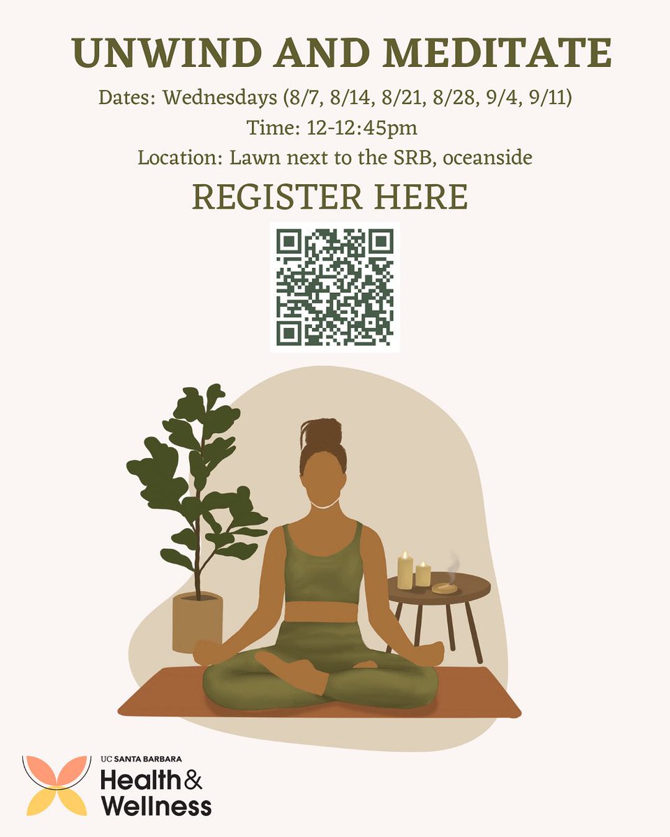 Take a break from classes, to-do lists, and the daily grind to join us in the Health and Wellness Center for a midweek pause! Enjoy a short beginner-friendly guided meditation and breathing practice. We also invite you to stay after the meditation practice to enjoy your lunch.
