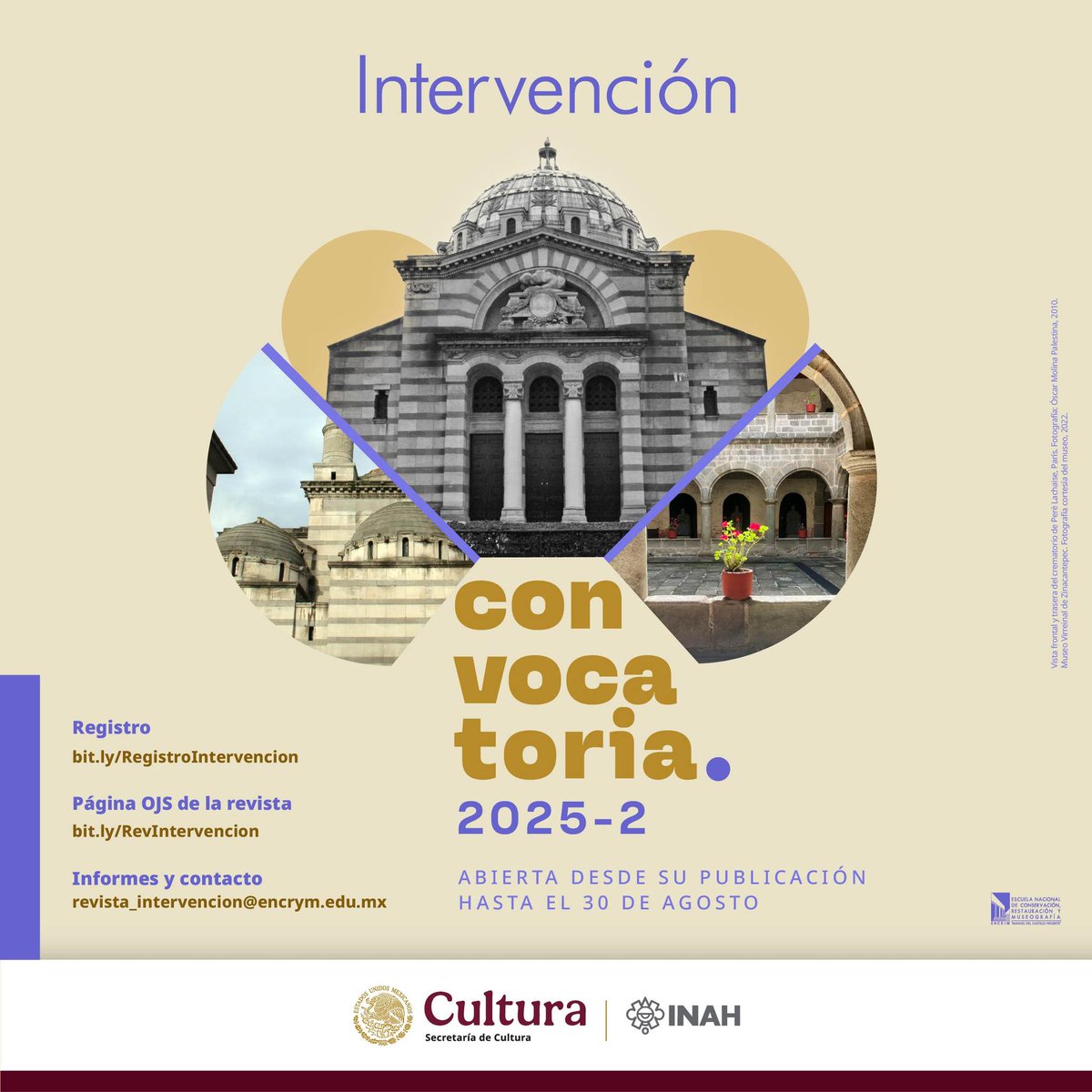 ✏️ ¿Tienes una investigación, proyecto o experiencia que merece ser leída?

#Intervención está buscando tu trabajo para su edición 2025-2. 📚🏛️

📅 Tienes hasta el 30 de agosto.

🖇️ Regístrate aquí: bit.ly/RegistroInterv…
Bases de la convocatoria: bit.ly/4muDvl3