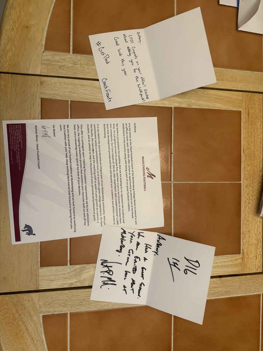 AnthonyRankin58's tweet photo. I am blessed to announce that I have received my first official offer from Muhlenberg College. Thank you to @DigInMules, @Coach_Frantz, and @22CoachMoe for the opportunity! 

@WayneValleyFB @TeamGetBodied https://t.co/MN4LFEOnK9