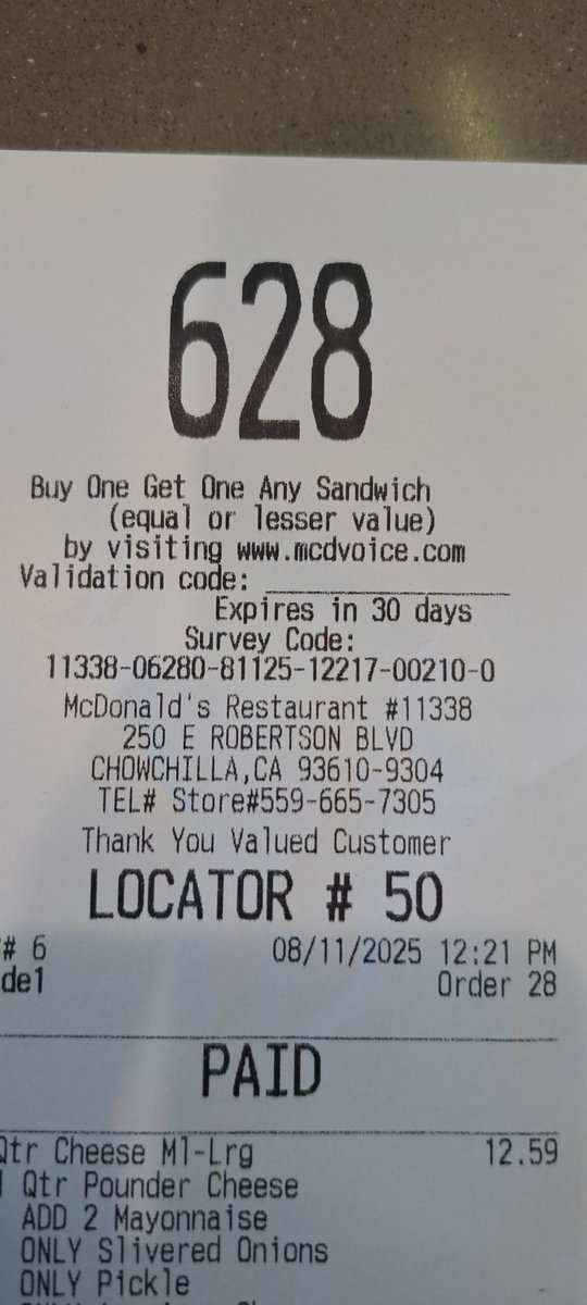 Faithfully_50's tweet photo. @McDonalds You're Chowchilla, California location is the absolute slowest "fastfood" in existence! I've spent my entire lunch hour waiting for my order. This is bad for business! https://t.co/1hGhn6Du9T