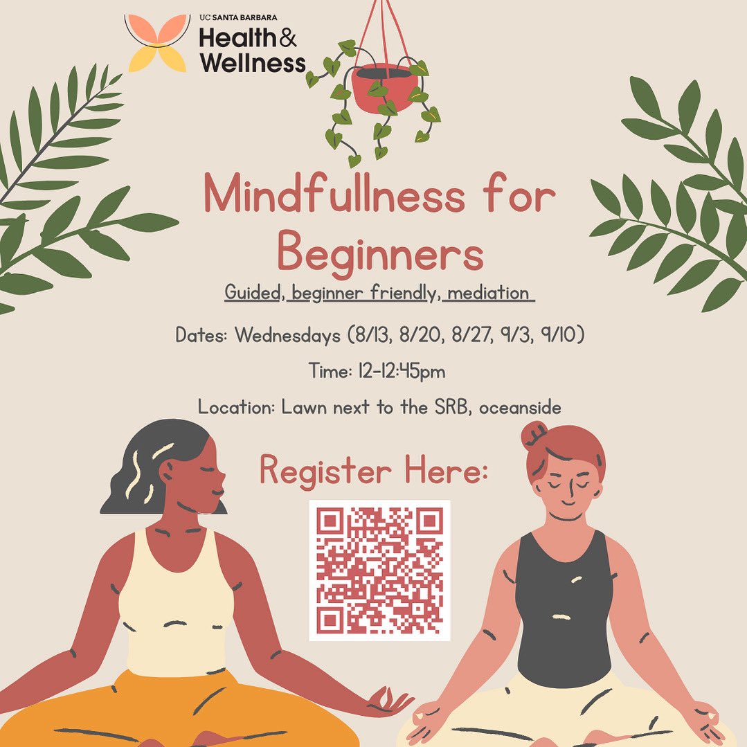 Come learn the basics of mindfulness meditation in a supportive environment. Our guided meditations are beginner friendly and will interweave elements of mindful self-compassion with a variety of attention based practices. No experience necessary.