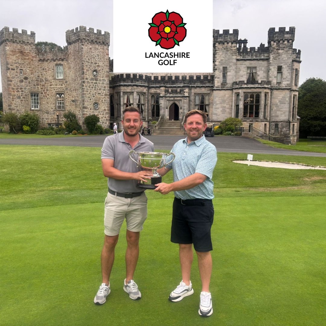 Lancashiregolf's tweet photo. Beautiful day at @GolfLancaster 
Adam Brown &amp; Matthew Williams (@LeylandGolfClub) win the Handicap Foursomes with a net 69.
Peter Finch &amp; Matthew Gallagher (@AshtonGolfClub) take the Scratch title with a gross 69.
Two sets of champions, two superb scores. Well Done! https://t.co/PySlqqf3ZG