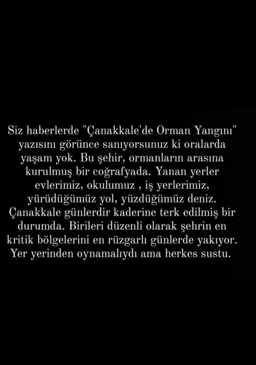 *
cehennem yaşanıyor.. yaşatıyorlar..
#çanakkaleyanıyor 
#türkiyeyanıyor