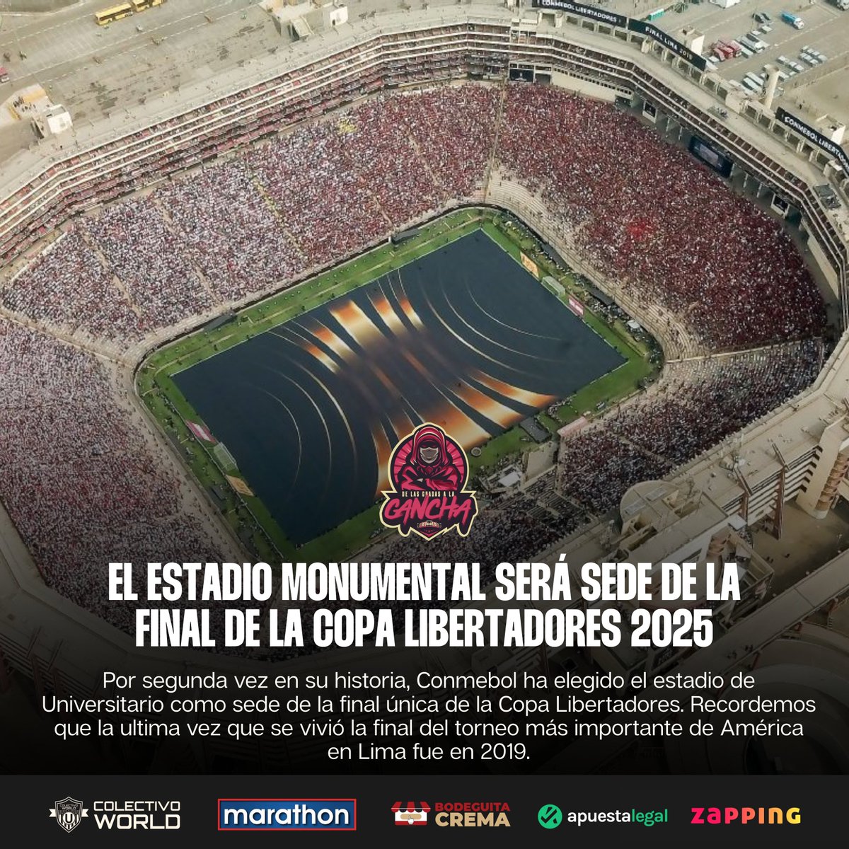 🏟🔥 ¡Es oficial! El Estadio Monumental U Marathon será la sede de la final de la Copa Libertadores 2025.

La casa de <a href="/Universitario/">Universitario</a> volverá a ser el centro del fútbol sudamericano, lista para recibir a miles de hinchas y escribir otra página histórica. 🏆🇵🇪
#DeLasGradasaLaCancha
